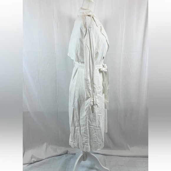 A New Day white belted long trench coat NWT linen blend Woman’s size M classic - Picture 9 of 14